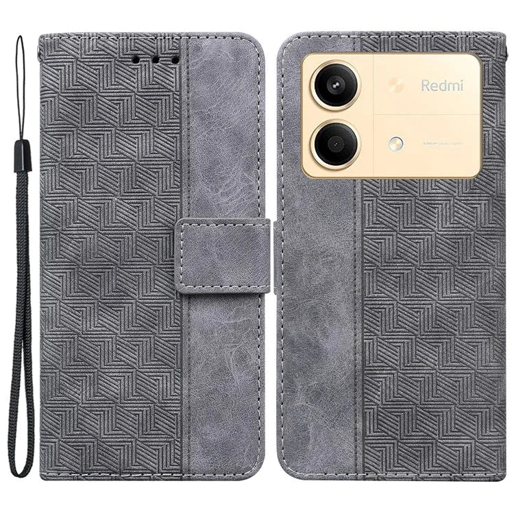 For Xiaomi Redmi Note 13R Pro 5G Case 3D Geometry Leather+TPU Mobile Phone Cover