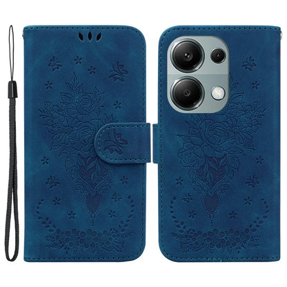 For Xiaomi Redmi Note 13 Pro 4G / Poco M6 Pro 4G Case PU Leather+TPU Imprinted Phone Cover with Flower Pattern