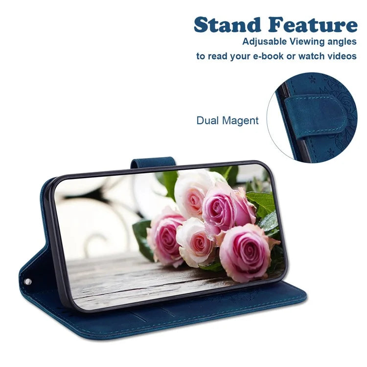For Xiaomi Redmi Note 13 Pro 4G / Poco M6 Pro 4G Case PU Leather+TPU Imprinted Phone Cover with Flower Pattern