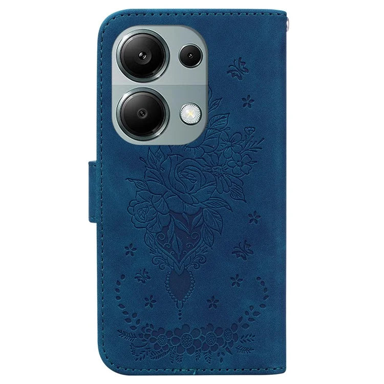 For Xiaomi Redmi Note 13 Pro 4G / Poco M6 Pro 4G Case PU Leather+TPU Imprinted Phone Cover with Flower Pattern