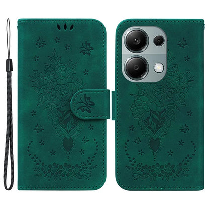 For Xiaomi Redmi Note 13 Pro 4G / Poco M6 Pro 4G Case PU Leather+TPU Imprinted Phone Cover with Flower Pattern
