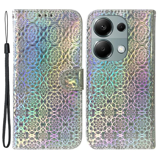 For Xiaomi Redmi Note 13 Pro 4G / Poco M6 Pro 4G Case PU Leather Dazzling Flower Phone Cover with Card Slots