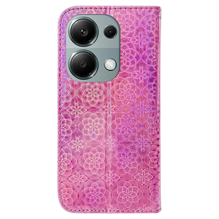 For Xiaomi Redmi Note 13 Pro 4G / Poco M6 Pro 4G Case PU Leather Dazzling Flower Phone Cover with Card Slots
