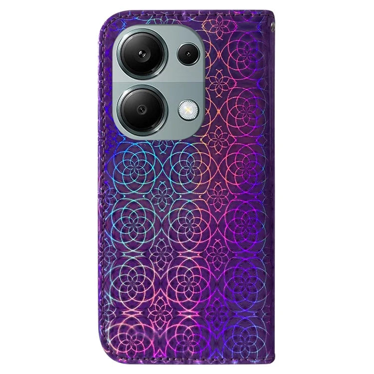 For Xiaomi Redmi Note 13 Pro 4G / Poco M6 Pro 4G Case PU Leather Dazzling Flower Phone Cover with Card Slots