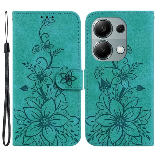 For Xiaomi Redmi Note 13 Pro 4G / Poco M6 Pro 4G Leather Case Flower Imprint Foldable Stand Phone Cover