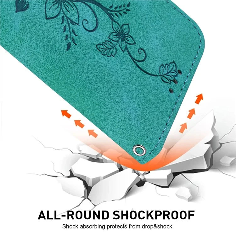 For Xiaomi Redmi Note 13 Pro 4G / Poco M6 Pro 4G Leather Case Flower Imprint Foldable Stand Phone Cover