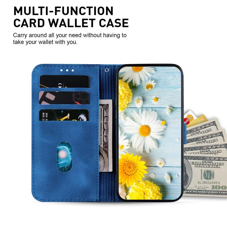 For Xiaomi Redmi Note 13 Pro 4G / Poco M6 Pro 4G Leather Case Flower Imprint Foldable Stand Phone Cover