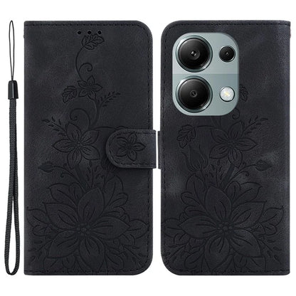 For Xiaomi Redmi Note 13 Pro 4G / Poco M6 Pro 4G Leather Case Flower Imprint Foldable Stand Phone Cover