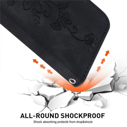 For Xiaomi Redmi Note 13 Pro 4G / Poco M6 Pro 4G Leather Case Flower Imprint Foldable Stand Phone Cover