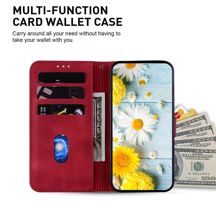 For Xiaomi Redmi Note 13 Pro 4G / Poco M6 Pro 4G Leather Case Flower Imprint Foldable Stand Phone Cover