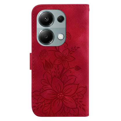 For Xiaomi Redmi Note 13 Pro 4G / Poco M6 Pro 4G Leather Case Flower Imprint Foldable Stand Phone Cover