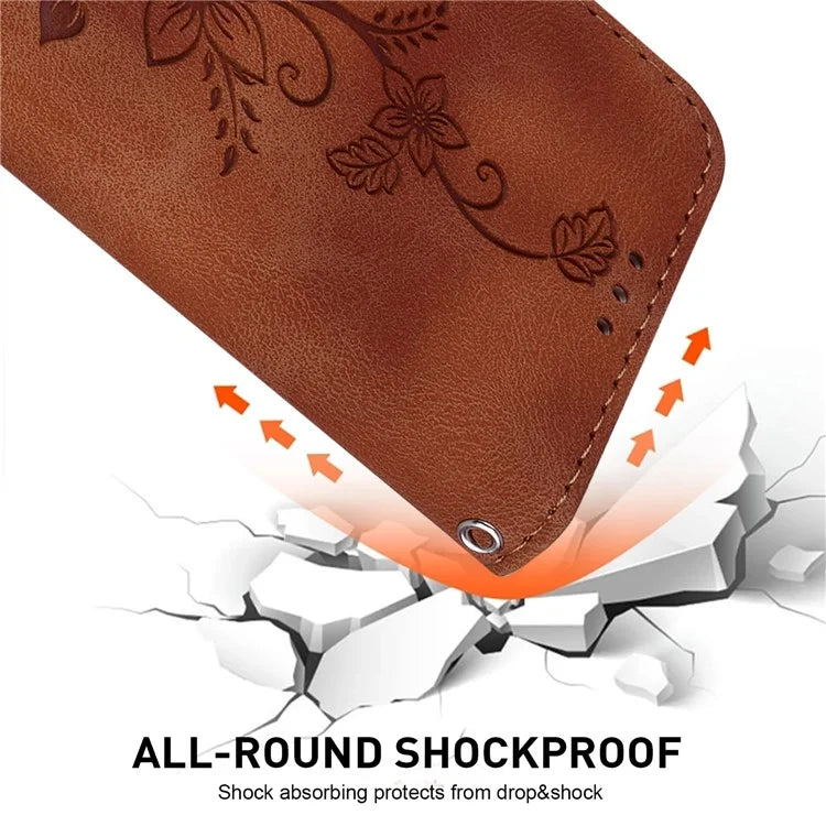 For Xiaomi Redmi Note 13 Pro 4G / Poco M6 Pro 4G Leather Case Flower Imprint Foldable Stand Phone Cover