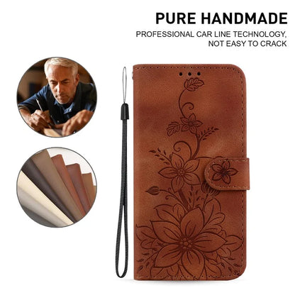 For Xiaomi Redmi Note 13 Pro 4G / Poco M6 Pro 4G Leather Case Flower Imprint Foldable Stand Phone Cover