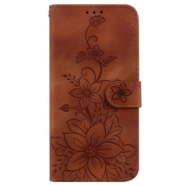 For Xiaomi Redmi Note 13 Pro 4G / Poco M6 Pro 4G Leather Case Flower Imprint Foldable Stand Phone Cover