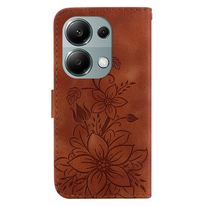 For Xiaomi Redmi Note 13 Pro 4G / Poco M6 Pro 4G Leather Case Flower Imprint Foldable Stand Phone Cover