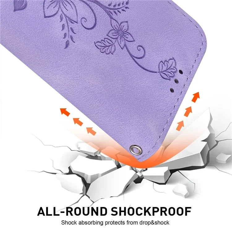 For Xiaomi Redmi Note 13 Pro 4G / Poco M6 Pro 4G Leather Case Flower Imprint Foldable Stand Phone Cover