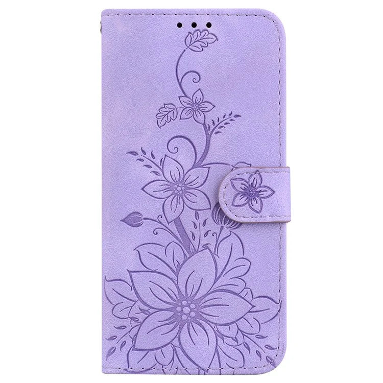 For Xiaomi Redmi Note 13 Pro 4G / Poco M6 Pro 4G Leather Case Flower Imprint Foldable Stand Phone Cover