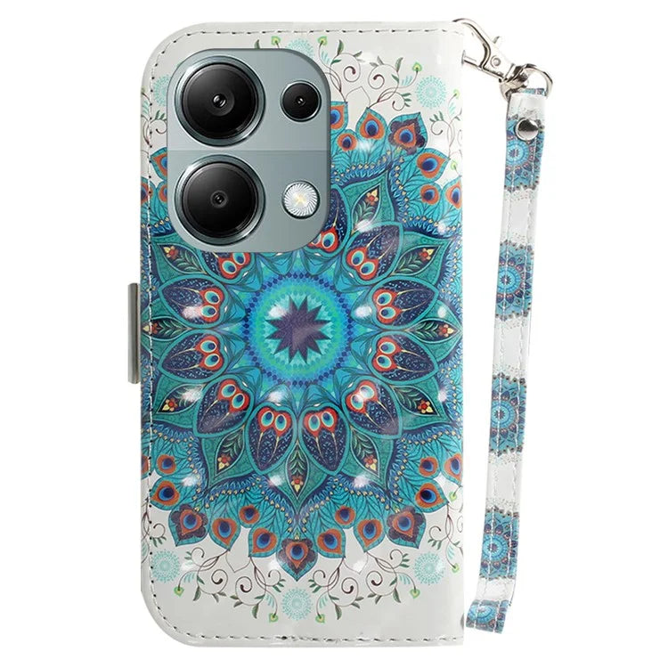 For Xiaomi Redmi Note 13 Pro 4G / Poco M6 Pro 4G Case Wallet Pattern Printed Leather Cover with Strap