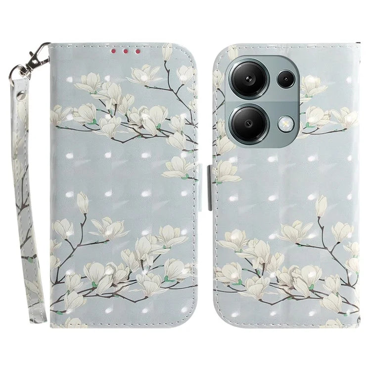For Xiaomi Redmi Note 13 Pro 4G / Poco M6 Pro 4G Case Wallet Pattern Printed Leather Cover with Strap