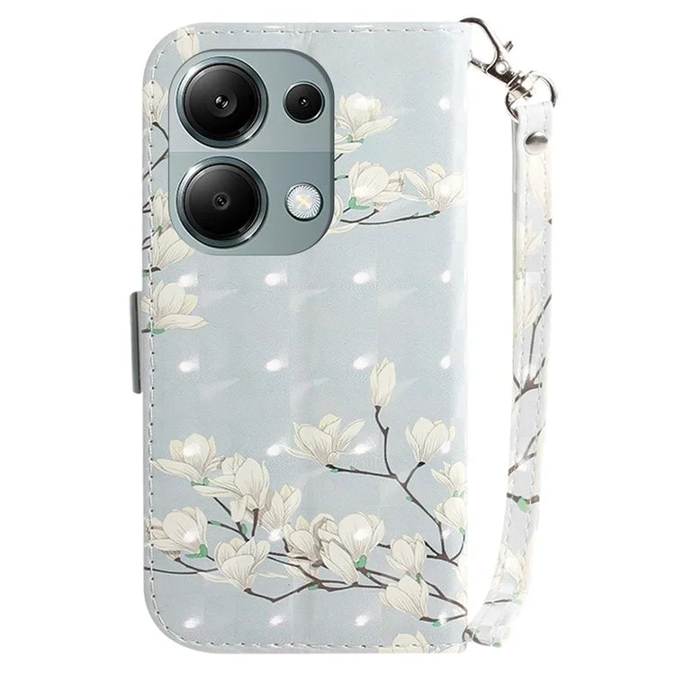 For Xiaomi Redmi Note 13 Pro 4G / Poco M6 Pro 4G Case Wallet Pattern Printed Leather Cover with Strap