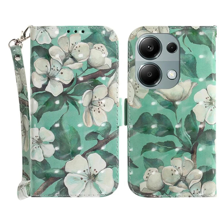 For Xiaomi Redmi Note 13 Pro 4G / Poco M6 Pro 4G Case Wallet Pattern Printed Leather Cover with Strap