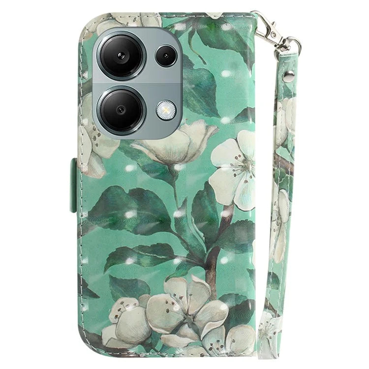 For Xiaomi Redmi Note 13 Pro 4G / Poco M6 Pro 4G Case Wallet Pattern Printed Leather Cover with Strap
