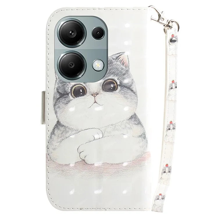 For Xiaomi Redmi Note 13 Pro 4G / Poco M6 Pro 4G Case Wallet Pattern Printed Leather Cover with Strap