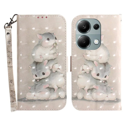 For Xiaomi Redmi Note 13 Pro 4G / Poco M6 Pro 4G Case Wallet Pattern Printed Leather Cover with Strap