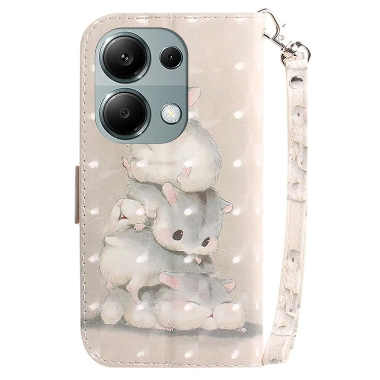 For Xiaomi Redmi Note 13 Pro 4G / Poco M6 Pro 4G Case Wallet Pattern Printed Leather Cover with Strap