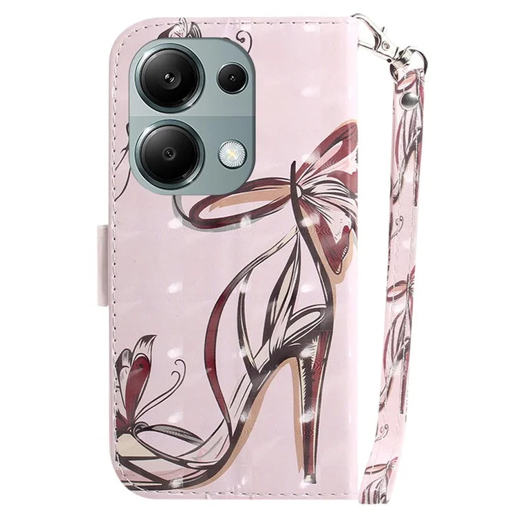 For Xiaomi Redmi Note 13 Pro 4G / Poco M6 Pro 4G Case Wallet Pattern Printed Leather Cover with Strap