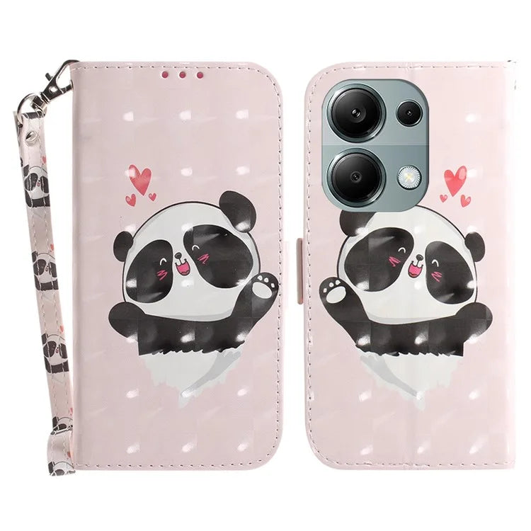 For Xiaomi Redmi Note 13 Pro 4G / Poco M6 Pro 4G Case Wallet Pattern Printed Leather Cover with Strap