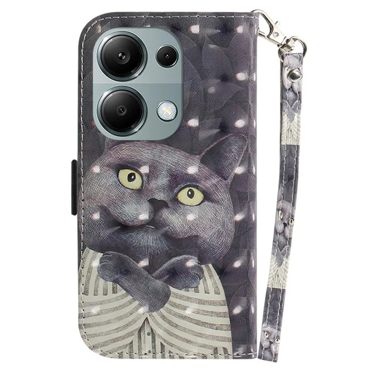 For Xiaomi Redmi Note 13 Pro 4G / Poco M6 Pro 4G Case Wallet Pattern Printed Leather Cover with Strap