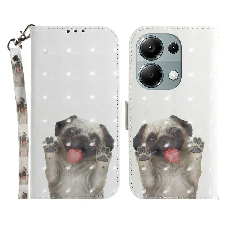For Xiaomi Redmi Note 13 Pro 4G / Poco M6 Pro 4G Case Wallet Pattern Printed Leather Cover with Strap