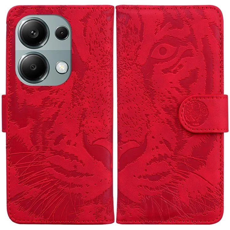 For Xiaomi Redmi Note 13 Pro 4G / Poco M6 Pro 4G Case PU Leather Wallet Tiger Pattern Phone Cover