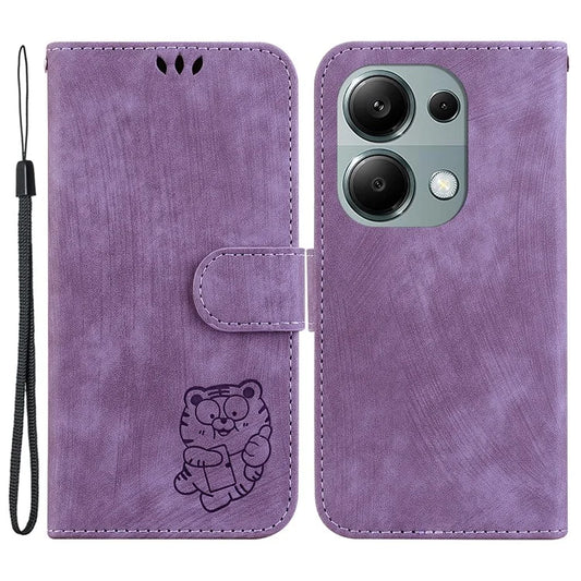 For Xiaomi Redmi Note 13 Pro 4G / Poco M6 Pro 4G Leather Case Cute Tiger Imprinted Phone Cover