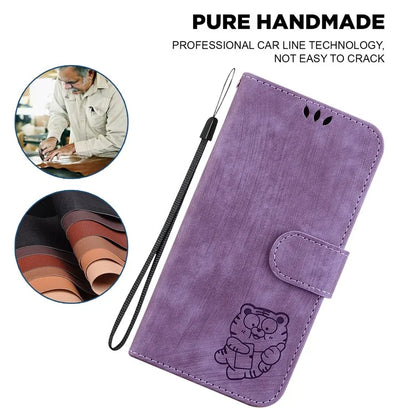 For Xiaomi Redmi Note 13 Pro 4G / Poco M6 Pro 4G Leather Case Cute Tiger Imprinted Phone Cover