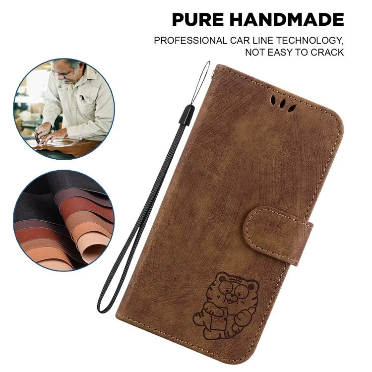 For Xiaomi Redmi Note 13 Pro 4G / Poco M6 Pro 4G Leather Case Cute Tiger Imprinted Phone Cover