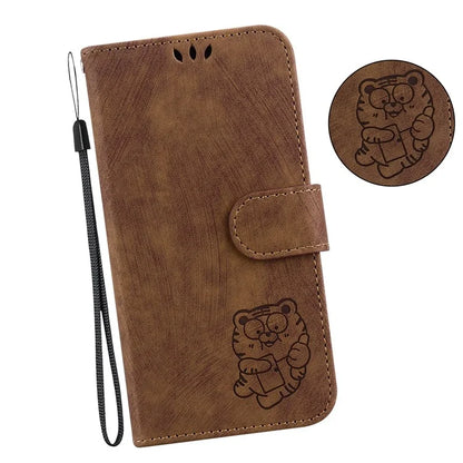 For Xiaomi Redmi Note 13 Pro 4G / Poco M6 Pro 4G Leather Case Cute Tiger Imprinted Phone Cover