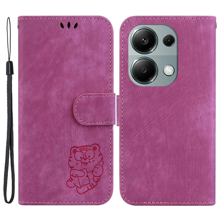 For Xiaomi Redmi Note 13 Pro 4G / Poco M6 Pro 4G Leather Case Cute Tiger Imprinted Phone Cover