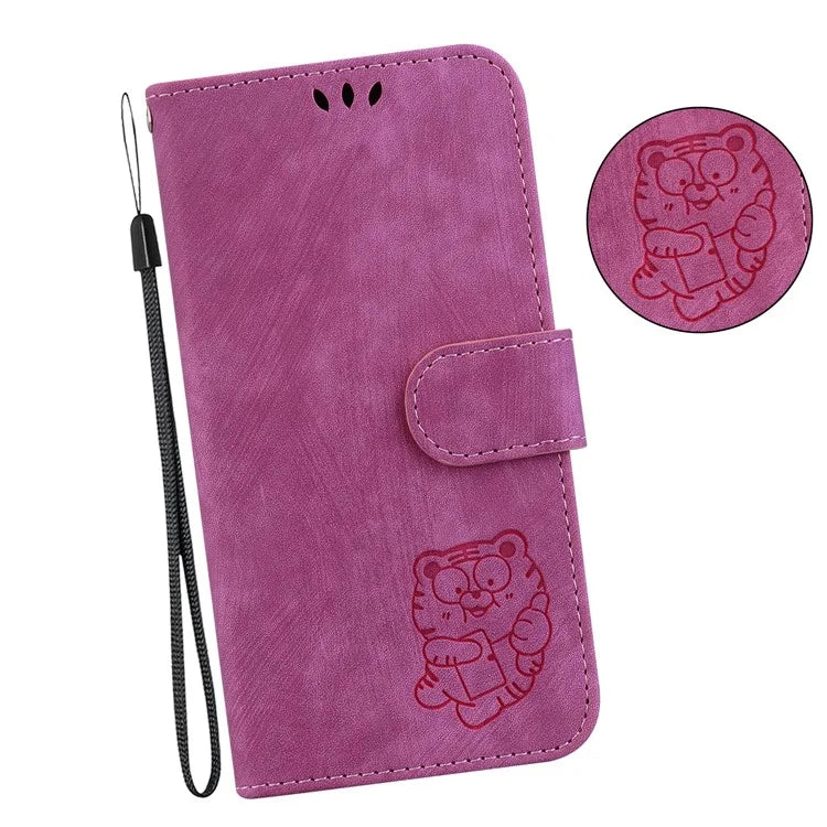 For Xiaomi Redmi Note 13 Pro 4G / Poco M6 Pro 4G Leather Case Cute Tiger Imprinted Phone Cover