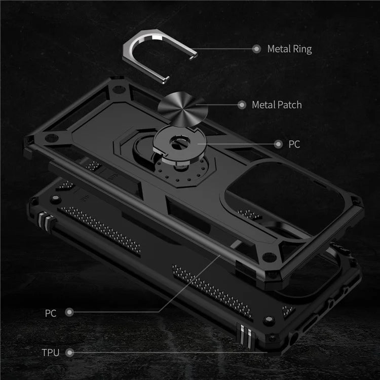 For Xiaomi Redmi Note 13 Pro 4G / Poco M6 Pro 4G Case Anti-Drop PC+TPU Kickstand Phone Cover