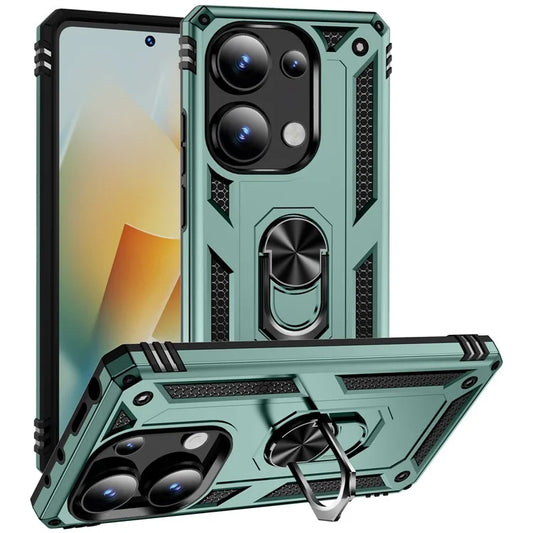 For Xiaomi Redmi Note 13 Pro 4G / Poco M6 Pro 4G Case Anti-Drop PC+TPU Kickstand Phone Coverish Green