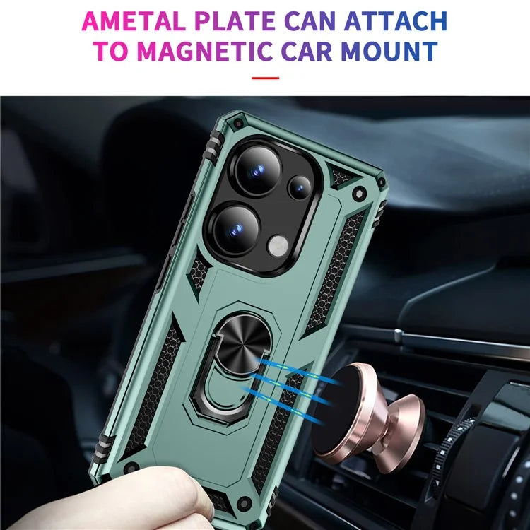For Xiaomi Redmi Note 13 Pro 4G / Poco M6 Pro 4G Case Anti-Drop PC+TPU Kickstand Phone Coverish Green