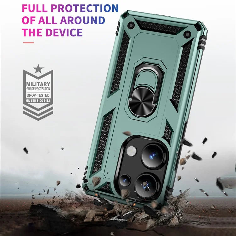 For Xiaomi Redmi Note 13 Pro 4G / Poco M6 Pro 4G Case Anti-Drop PC+TPU Kickstand Phone Coverish Green