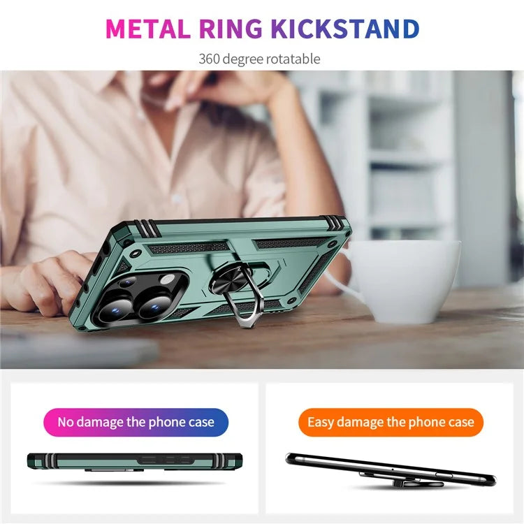 For Xiaomi Redmi Note 13 Pro 4G / Poco M6 Pro 4G Case Anti-Drop PC+TPU Kickstand Phone Coverish Green