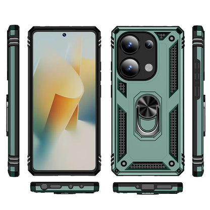 For Xiaomi Redmi Note 13 Pro 4G / Poco M6 Pro 4G Case Anti-Drop PC+TPU Kickstand Phone Coverish Green