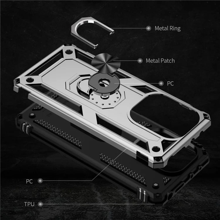 For Xiaomi Redmi Note 13 Pro 4G / Poco M6 Pro 4G Case Anti-Drop PC+TPU Kickstand Phone Cover