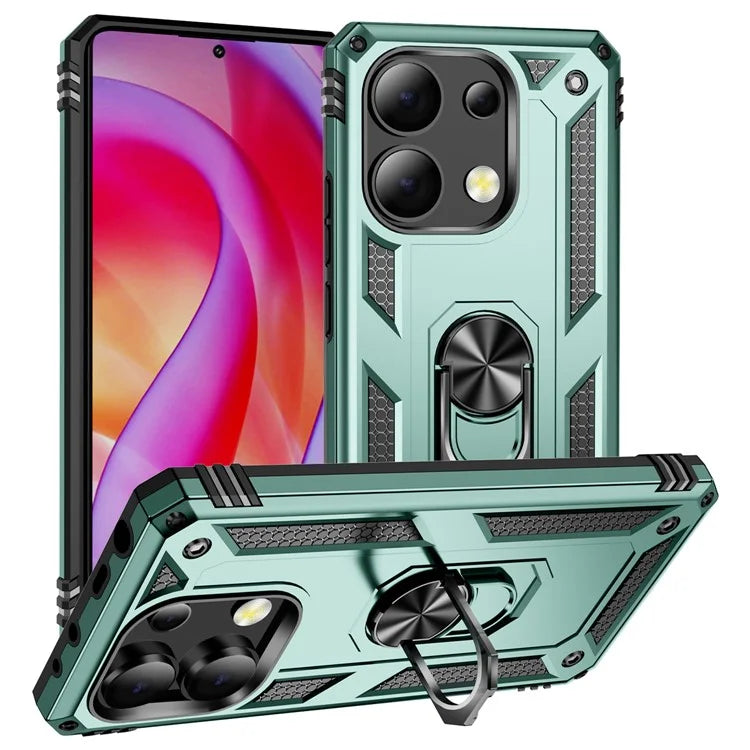 For Xiaomi Redmi Note 13 4G Case PC+TPU Shockproof Phone Cover with Kickstandish Green