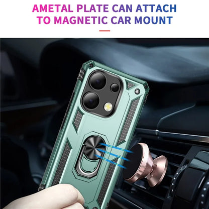 For Xiaomi Redmi Note 13 4G Case PC+TPU Shockproof Phone Cover with Kickstandish Green
