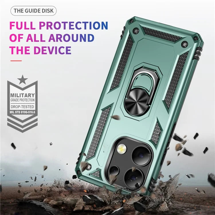 For Xiaomi Redmi Note 13 4G Case PC+TPU Shockproof Phone Cover with Kickstandish Green